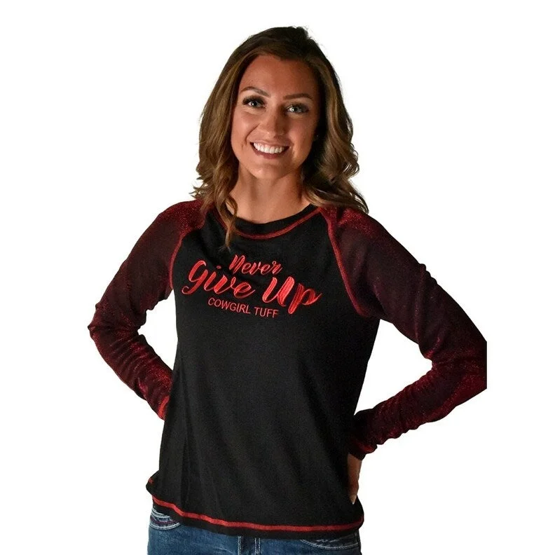 Cowgirl Tuff Western Shirt Womens L/S Tee Embroidery Black 100657 Earthy Women's Hemp - based Cowgirl Tuff Western Shirt Womens L/S Tee Embroidery Black 100657 Earthy Women's Hemp - based