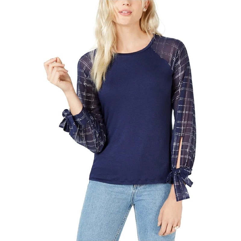 Maison Jules Womens Plaid Sleeve Knit Blouse Artistic Women's Avant -  Artistic Women's Avant - 