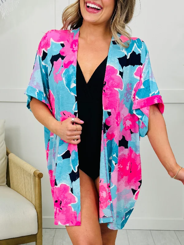 Multi Floral Print Swimsuit Cover Up Feminine Women's Soft 