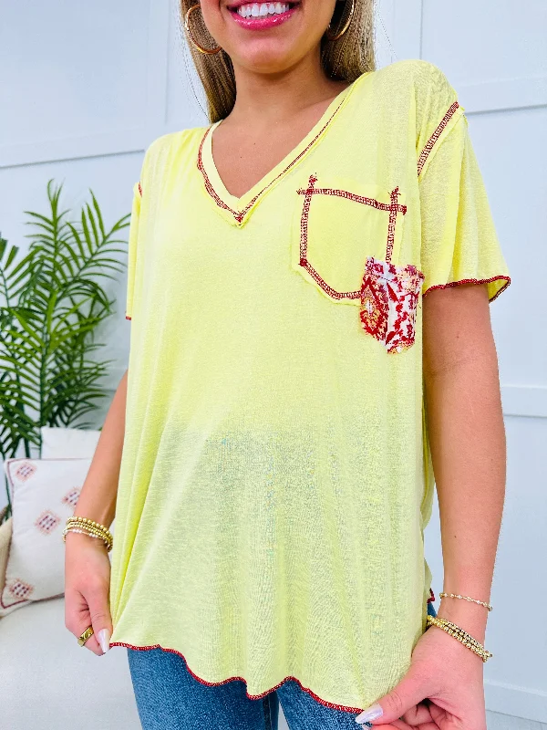 Pocketful Of Petals Top In Lemon Yellow Earthy Women's 