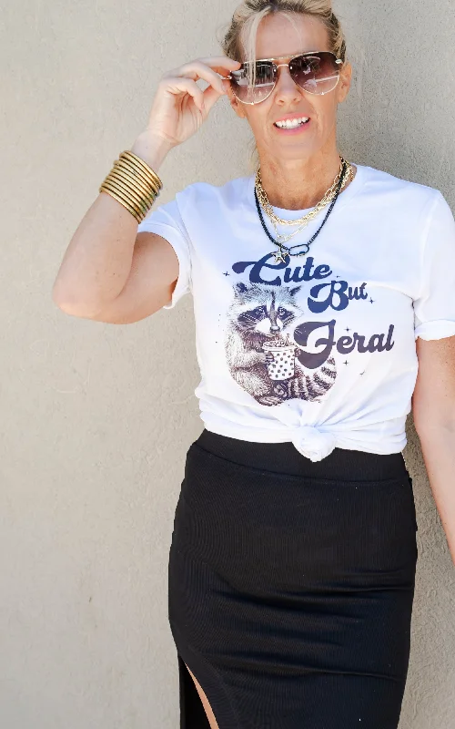 Cute but Feral Snarky Graphic T-shirt Monochromatic All - in - one Monochromatic All - in - one