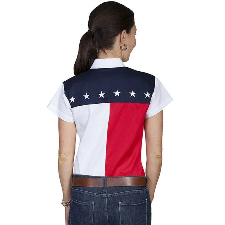Scully Western Shirt Womens S/S Snap USA Block Patriotic F0_PL-756SS Casual Women's Loose - fitting Scully Western Shirt Womens S/S Snap USA Block Patriotic F0_PL-756SS Casual Women's Loose - fitting