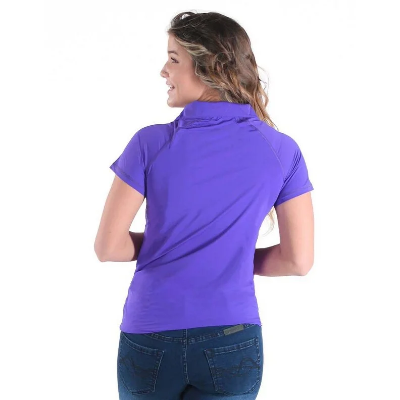 Cowgirl Tuff Western Shirt Womens Breathe S/S Tee Purple 100506 Women