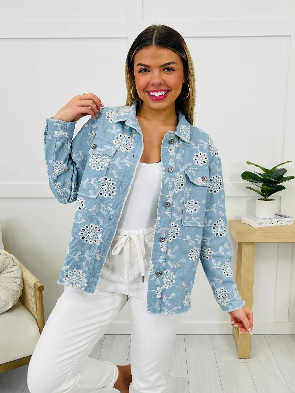 Boldly Blossomed Jacket In Light Denim Contemporary 