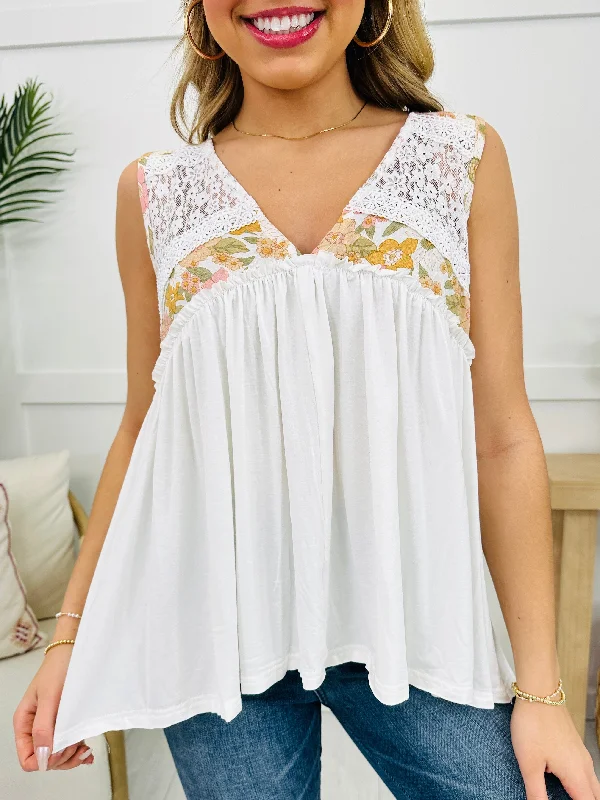 Meadow Charm Tank Top In Off White Modern Women's Tech Modern Women's Tech