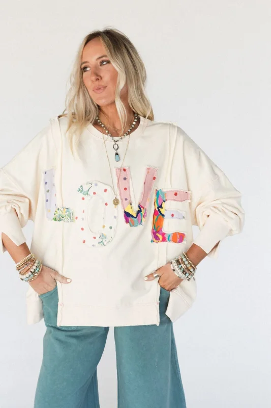 The Love Patch Pullover - Cream Vacation