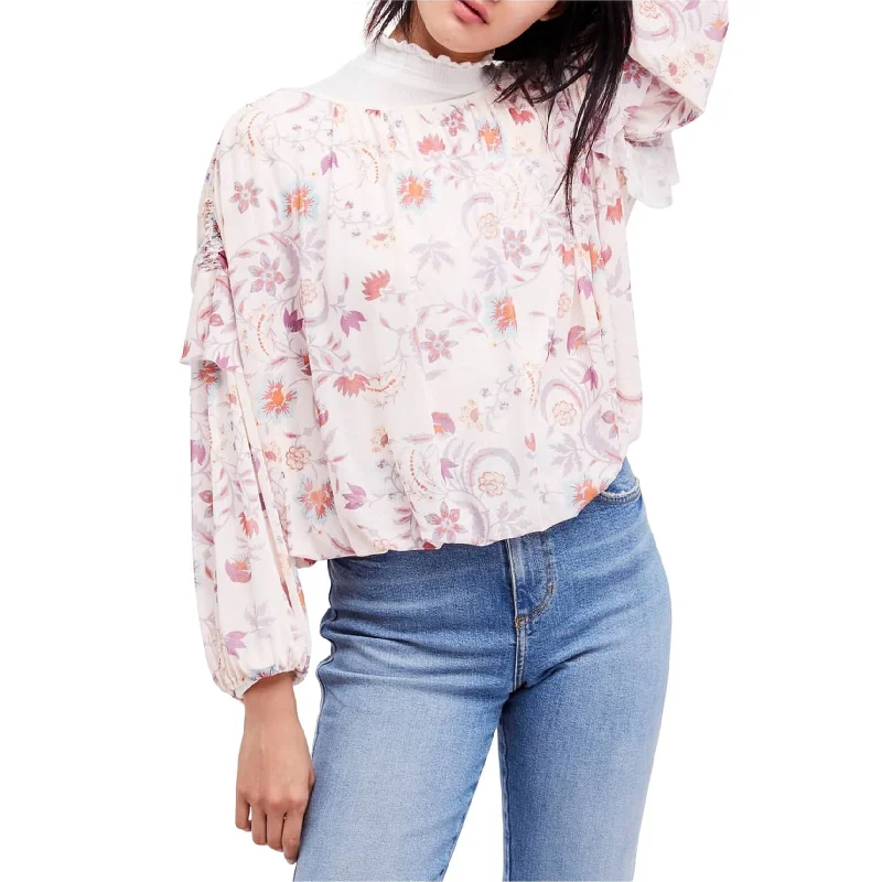 Free People Womens Wildflower Honey Knit Blouse, Off-White, Small Contemporary  Contemporary 