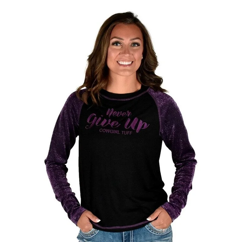 Cowgirl Tuff Western Shirt Womens L/S Tee Embroidery Black 100660 Traditional Women's Wool Cowgirl Tuff Western Shirt Womens L/S Tee Embroidery Black 100660 Traditional Women's Wool