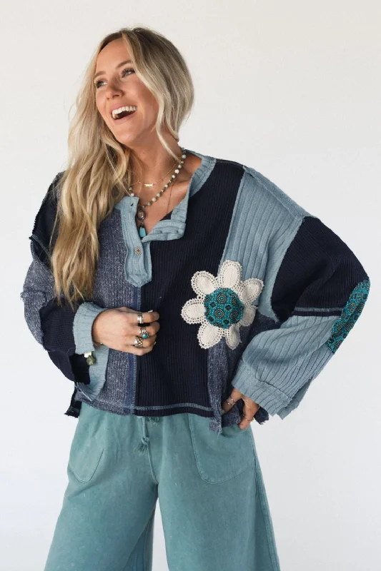 Huxley Patchwork Top - Indigo Laid - back Women's Vibe