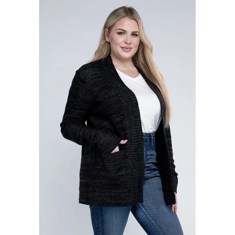 Plus Solid Open Front Cardigan Practical Women's Multi -  Practical Women's Multi - 