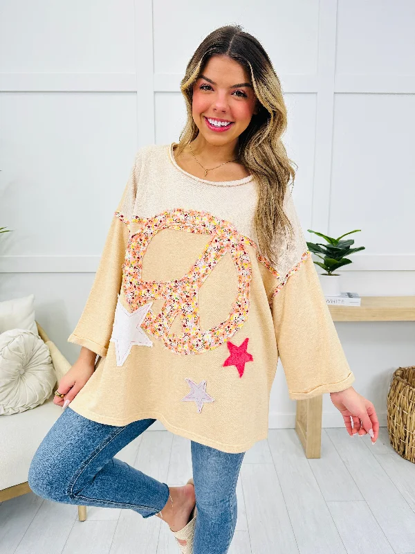 Stardust Peace Top In Straw Preppy Women's College