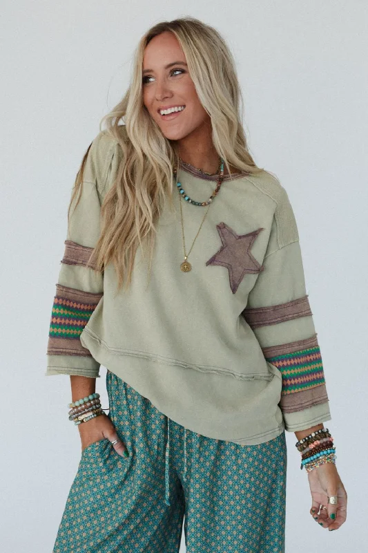 Starbeam Pullover Top - Sage Business Business
