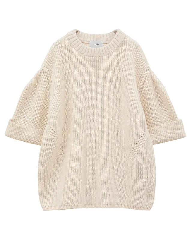OVER HALF SLEEVE KNIT TOPS Casual Women's Japanese  Casual Women's Japanese 