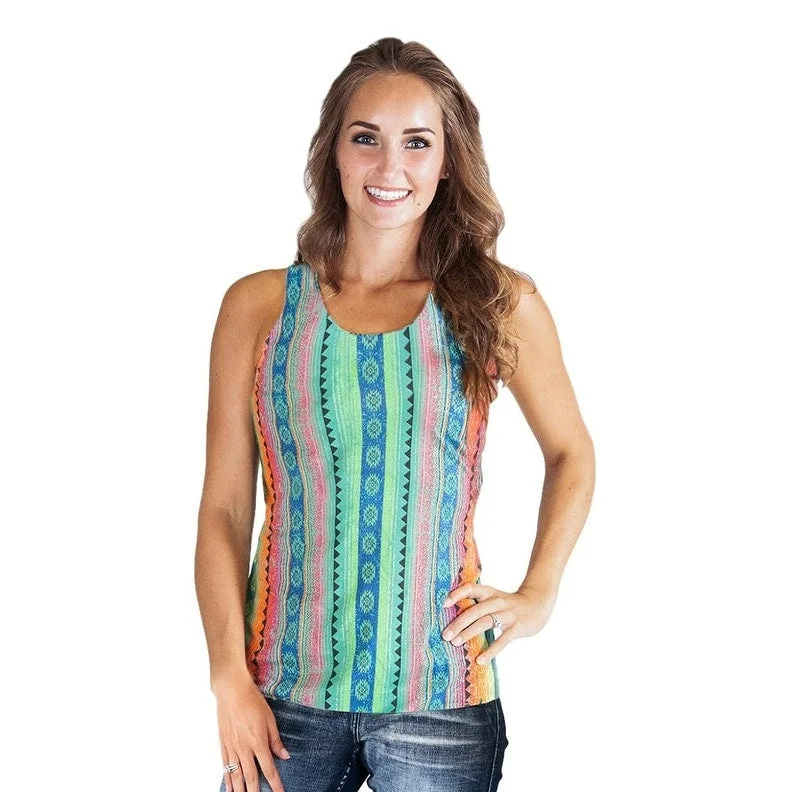 Cowgirl Tuff Western Shirt Womens Tank Flowy Aztec Multi-Color 100368 garde garde