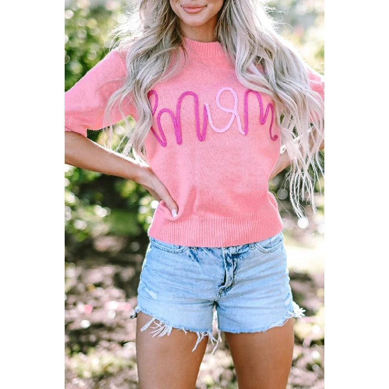 Maxine Mom Tinsel Front Short Sleeve Sweater Sophisticated Women's 