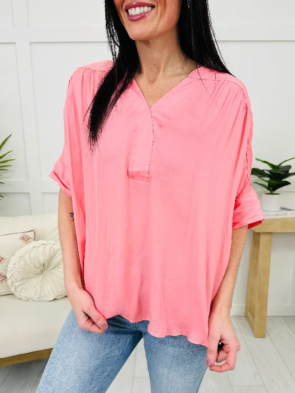 Up For Any Challenge Top In Pink Sophisticated Women's Tailored