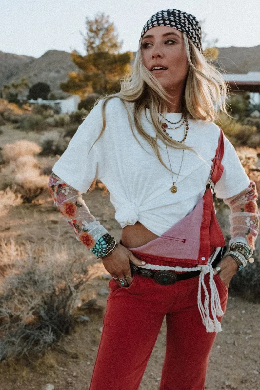 Kindred Floral Embroidered Top - Off White Cashmere
