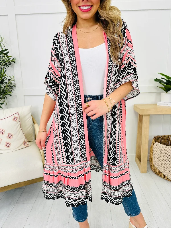 The Wildflower Breeze Kimono In Fan Coral Youthful Women's Anime - inspired