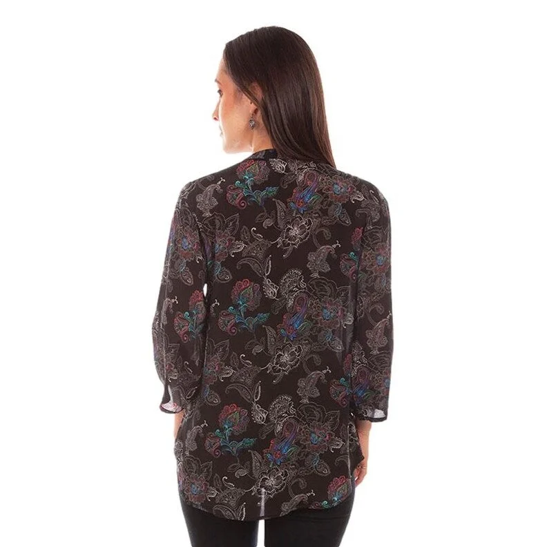 Scully Western Shirt Womens 3/4 Sleeve Paisley Print Button F0_HC803 Dapper Women's Bow - adorned Dapper Women's Bow - adorned