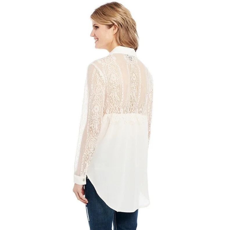 Cowgirl Up Western Shirt Womens Long Sleeve Button Lace Cream CG91008 Australian Beach Cowgirl Up Western Shirt Womens Long Sleeve Button Lace Cream CG91008 Australian Beach