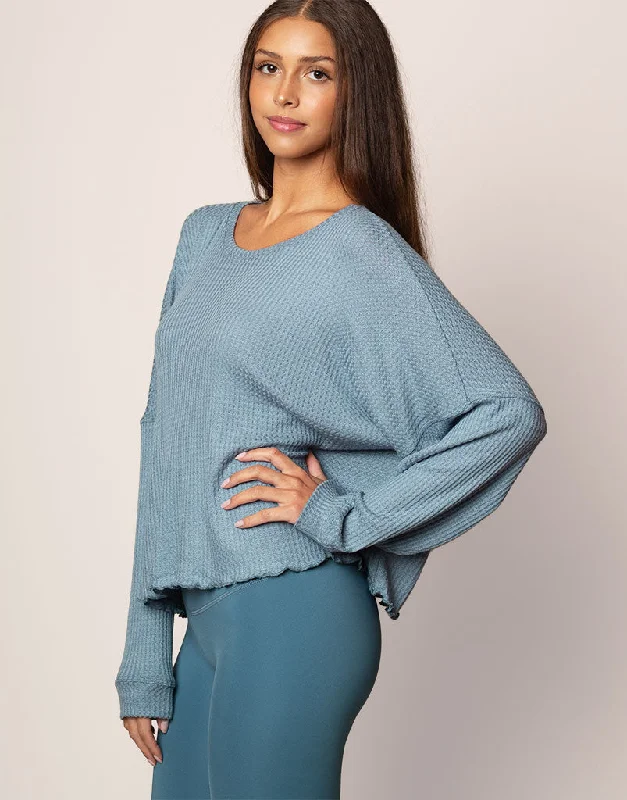 Oversized Waffle Top Ocean Sharp Women's Italian Sharp Women's Italian