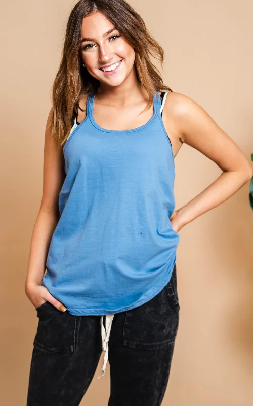 Strappy Tank Top w/ T-Back - Final Sale** Geometric