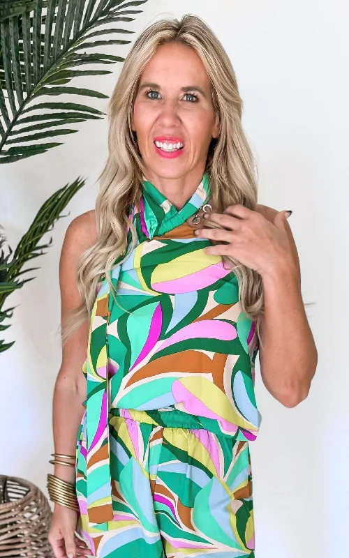 Enchanted Petals Wrap Around Halter Top** -Final Sale Disco Disco