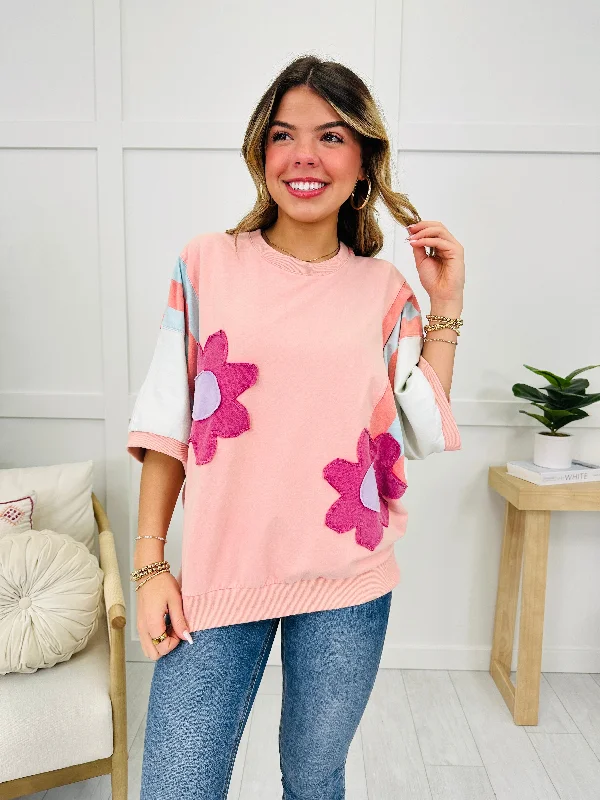Floral Groove Sweatshirt In Rose Coral Australian Beach