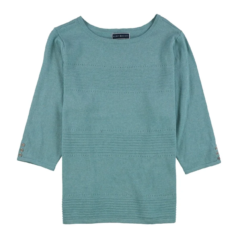 Karen Scott Womens Pointelle Pullover Sweater, Blue, 0X performance performance
