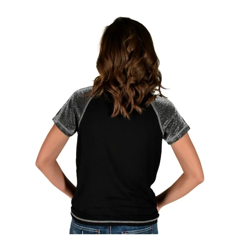 Cowgirl Tuff Western Shirt Womens S/S Tee Embroidery Black 100653 Artistic Women's Hand - painted Cowgirl Tuff Western Shirt Womens S/S Tee Embroidery Black 100653 Artistic Women's Hand - painted
