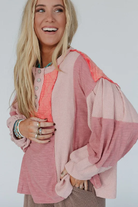 Cozy Oasis Multi Color Top - Coral Unique Women's Upcycled Unique Women's Upcycled