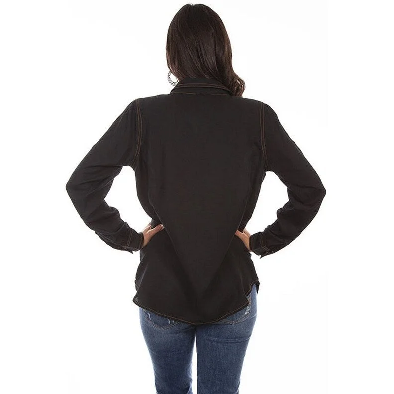 Scully Western Shirt Womens L/S Embroidered Jacket Black F0_HC629 French