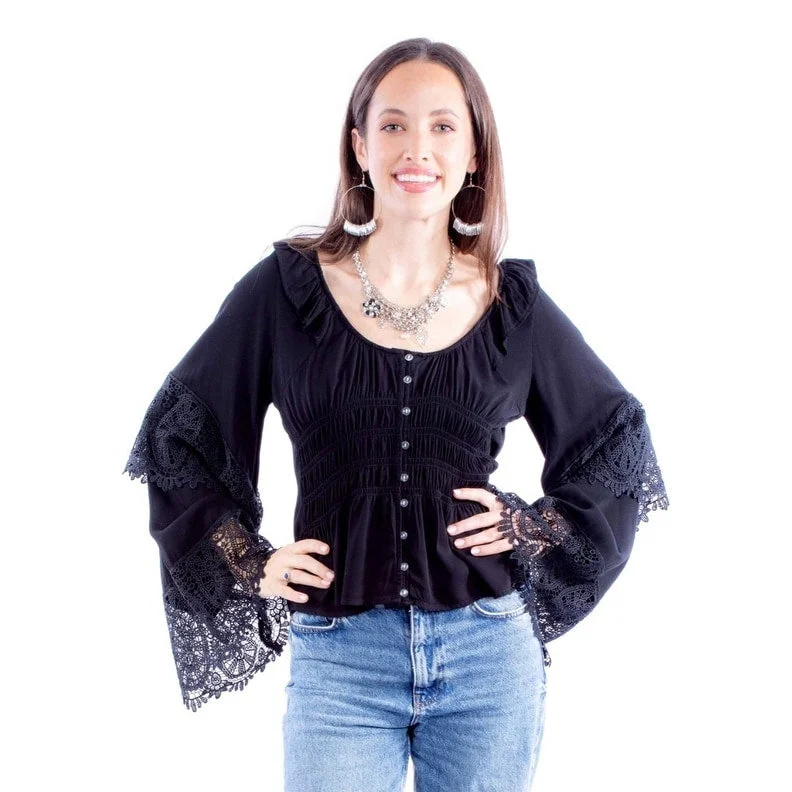 Scully Western Shirt Womens L/S Crochet Bell Sleeve F0_HC860 Cozy Women's Sherpa - lined Scully Western Shirt Womens L/S Crochet Bell Sleeve F0_HC860 Cozy Women's Sherpa - lined