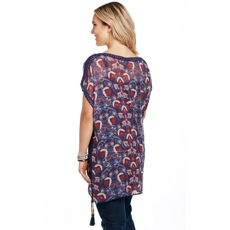 Cowgirl Up Western Shirt Womens S/S Kaftan Purple Blue Red CG90306 Cool Women's Distressed