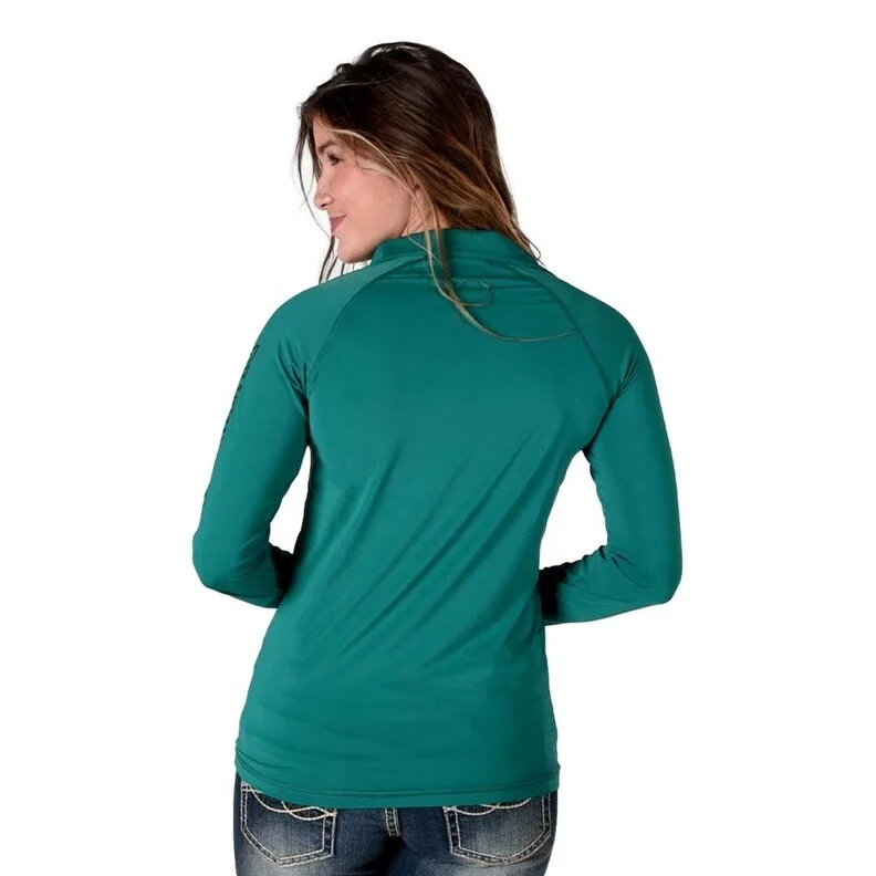 Cowgirl Tuff Western Shirt Womens L/S Tee 1/4 Zip Pine 100548 Sustainable Organic