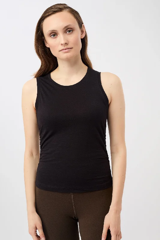 Cropped Ruffled Top (Black), GOTS Sporty Women's Tennis Sporty Women's Tennis