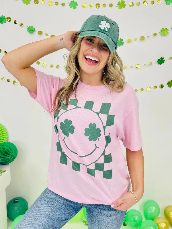 Checkered Clover Charm Graphic Tee Compression
