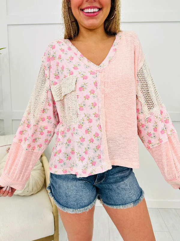 Pastel Daydream Top In Powder Peach Vintage Women's 1970S 