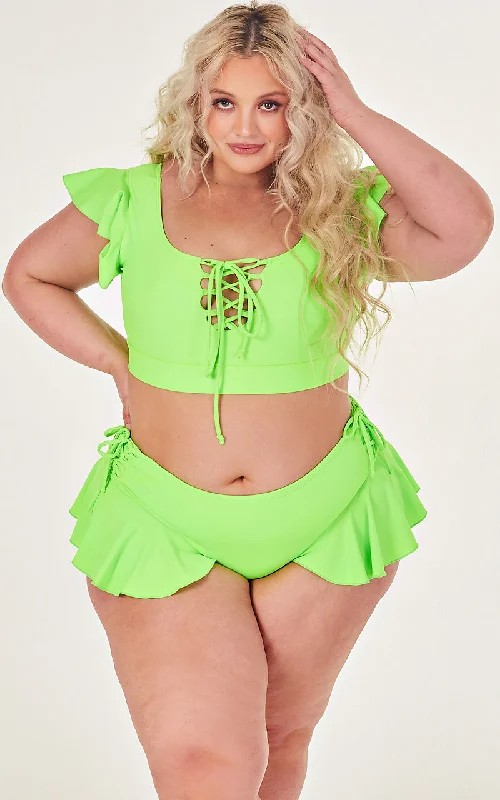 Naomi top in neon palm green Dapper Women's Bow - adorned
