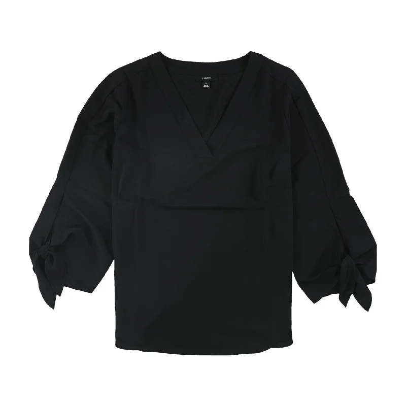 Alfani Womens Tie Sleeve Pullover Blouse, Black, 1X Refined Women's Velvet Refined Women's Velvet
