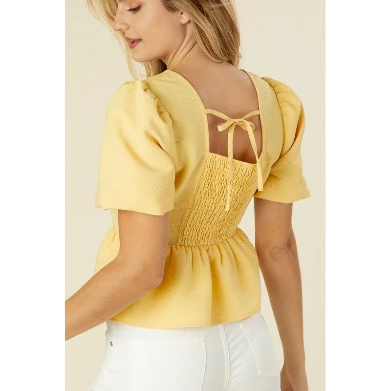 Bubbles Sleeved Blouse With Peplum Sleek Women's  Sleek Women's 