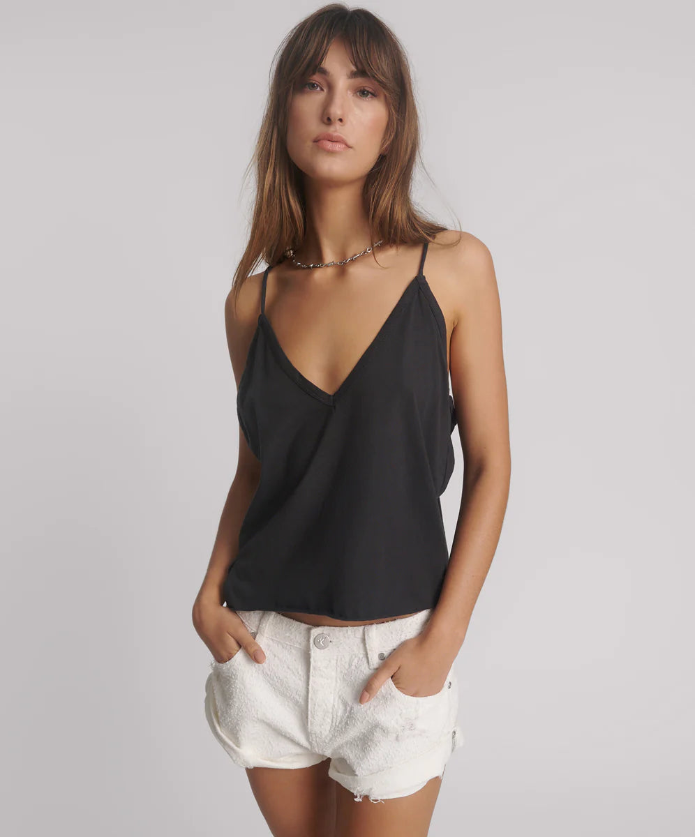 One Teaspoon - Deep V Front Singlet - Black Cozy Women's Winter Cozy Women's Winter
