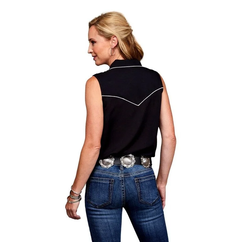 Stetson Western Shirt Womens Tank Snaps Black 11-052-0592-0559 BL Hip Women's Urban