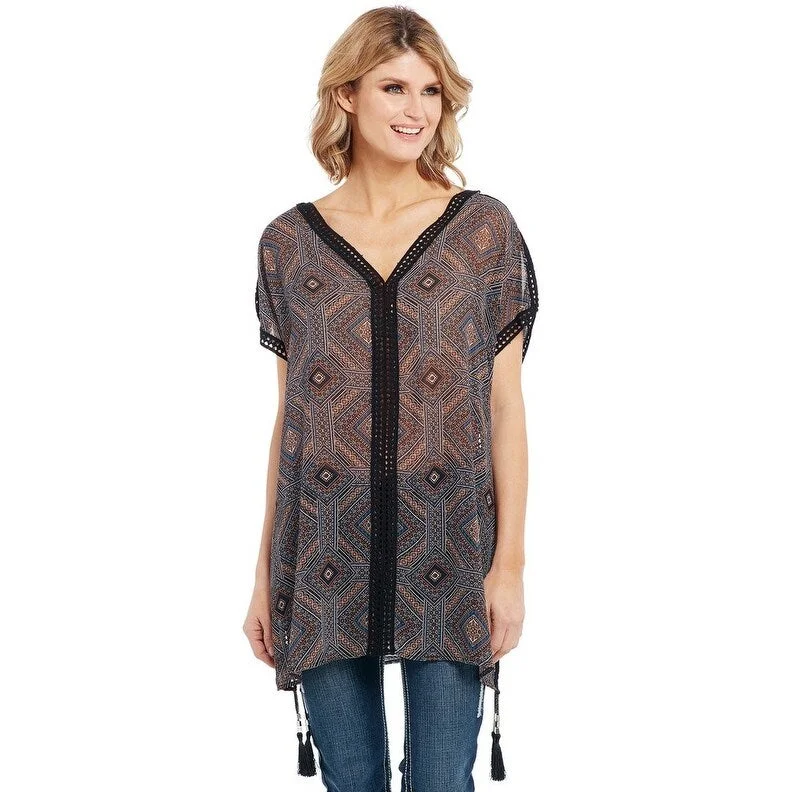 Cowgirl Up Western Shirt Womens Short Sleeve Geometric Print CG90909 European