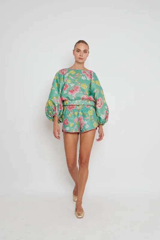 Green Good Luck Top Geometric