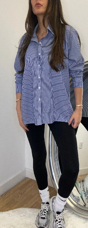 Blue/White Stripe Shirt Hip Women's Urban
