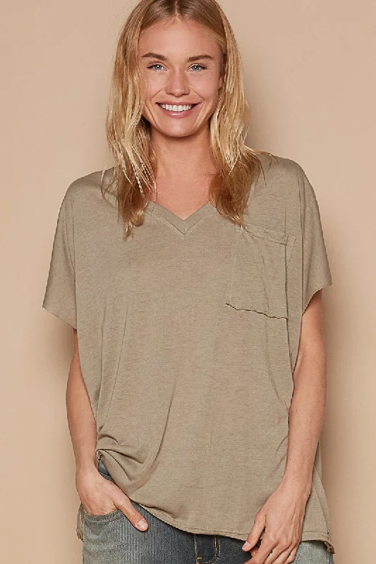 Oversized Basic Tee - Olive Dapper Women's Bow - adorned