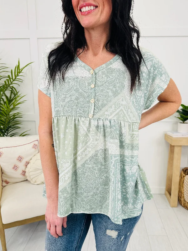 Free Spirit Flare Top In Sage Combo Bohemian Women's Free
