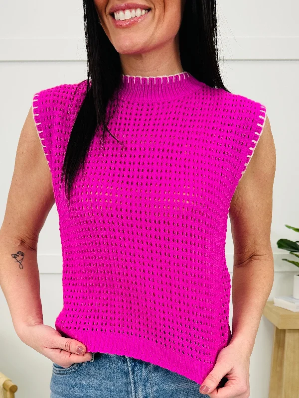 Thread The Line Sweater In Fuchsia Sleek Women's Metallic Sleek Women's Metallic