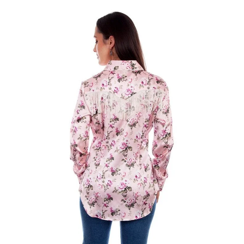 Scully Western Shirt Womens Long Sleeve Rose Print Fringe F0_HC827 Youthful Women's Pop Scully Western Shirt Womens Long Sleeve Rose Print Fringe F0_HC827 Youthful Women's Pop
